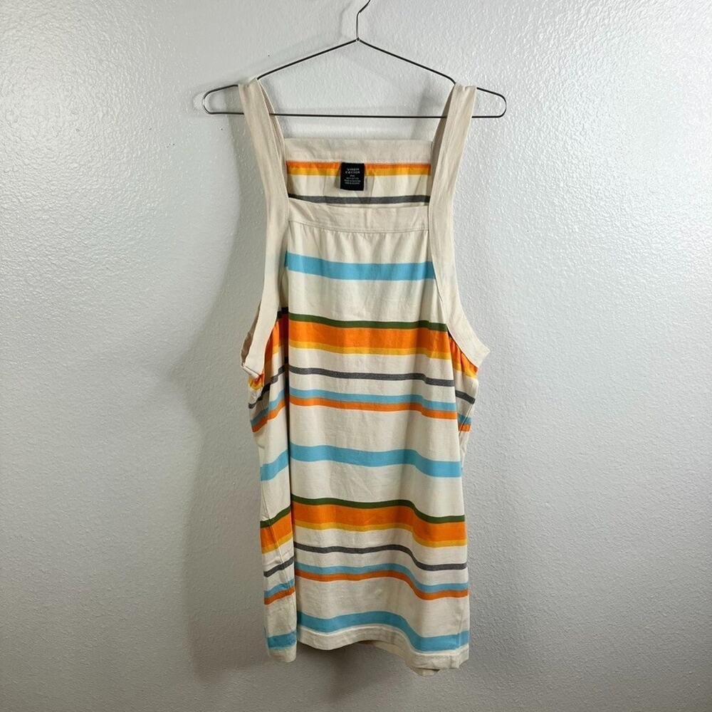 Virgin Cotton Stripe Tank Size 2XL Retro Square Neck Y2K Beach Summer - Picture 1 of 6